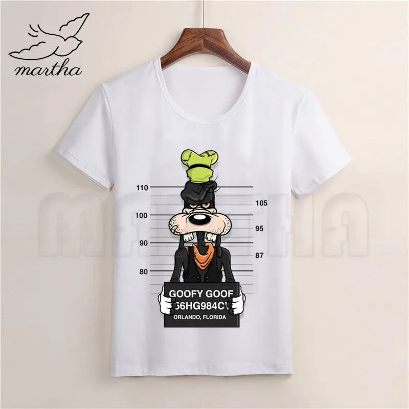 Белая футболка с изображением Микки Мауса и забавной собаки Футболка принтом из