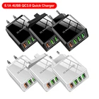 Портативное зарядное устройство для телефона с 4 USB-портами, быстрая зарядка, 3,0, вилка для ЕСВеликобританииСША, настенная Быстрая зарядка для iPhone 12, 11 Pro Max, зарядное устройство для телефона Samsung