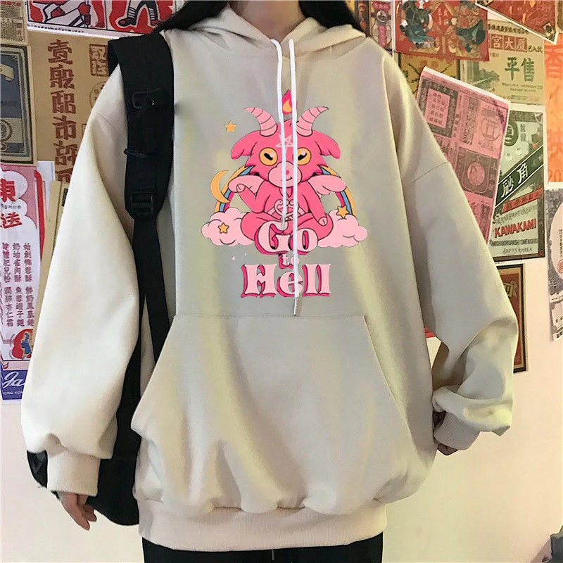 

Autumn and winter thickened pullover women's hoodie oversized casual cartoon pattern printing Korean street cute sweatshirt