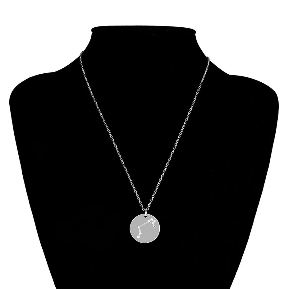 Ingemark 12 Zodiac Constellations Pendant Choker Necklace Birthday Gift Personalized Crystal Leo Libra Women Long Chain Necklace