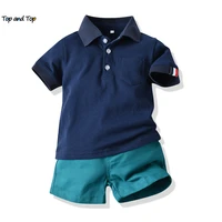 top and top summer infant boy casual clothes set short sleeve tshirtshorts 2pcs suit toddler boy gentleman outfits baby sunsuit