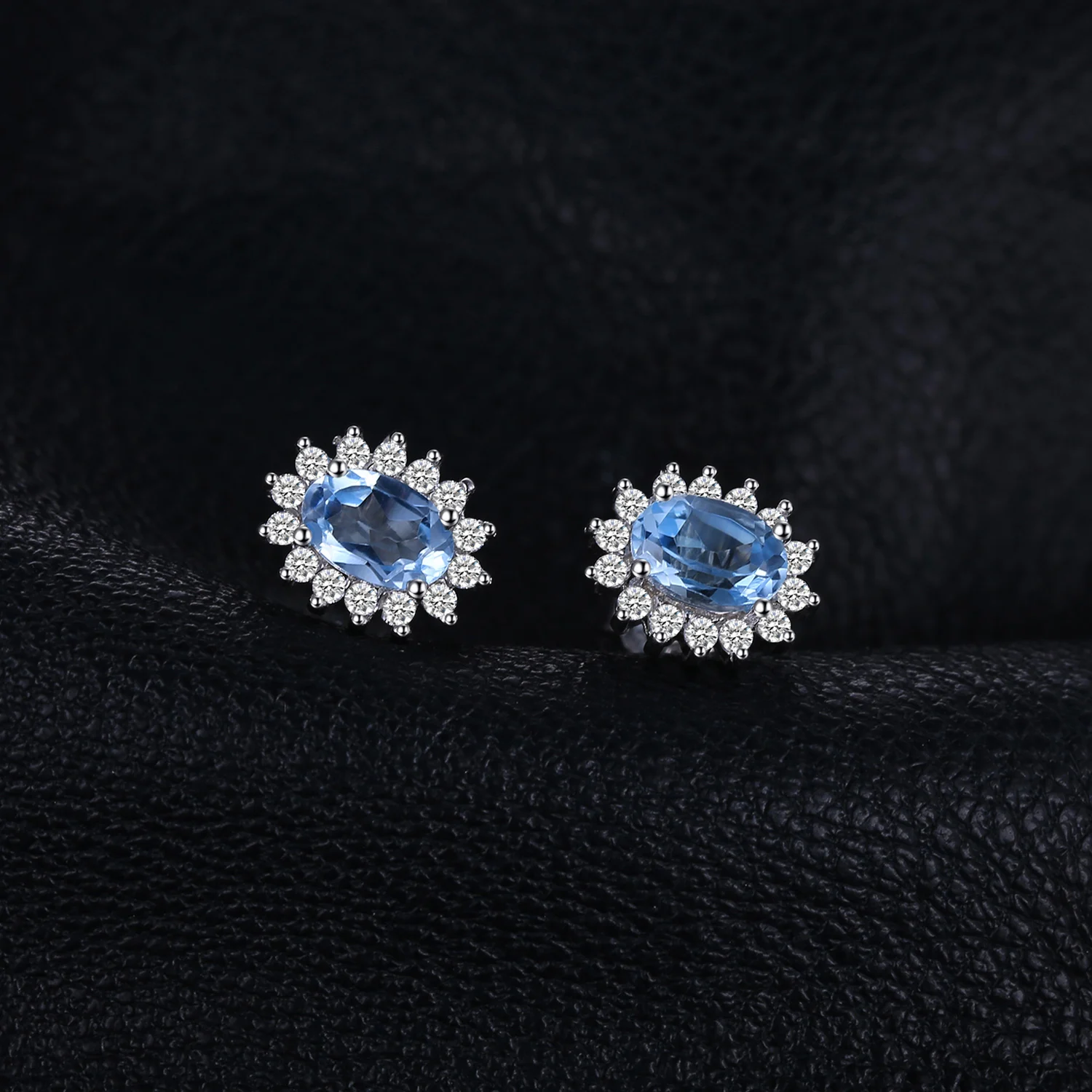 Женские серьги гвоздики с голубым топазом JewelryPalace Diana из стерлингового серебра 925