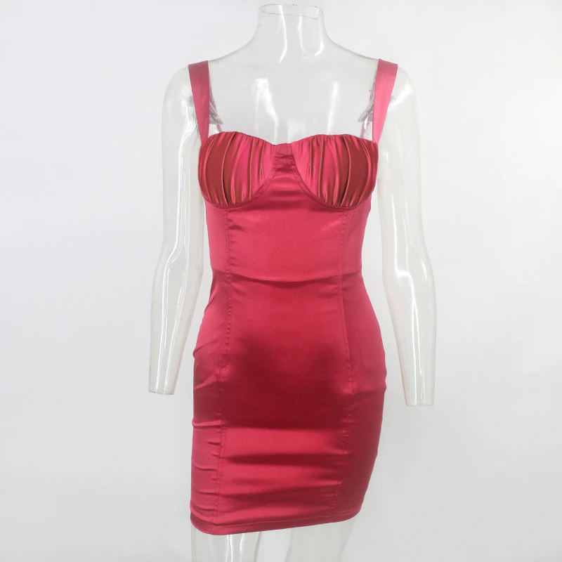 Женское плиссированное платье NATTEMAID красное короткое облегающее без рукавов