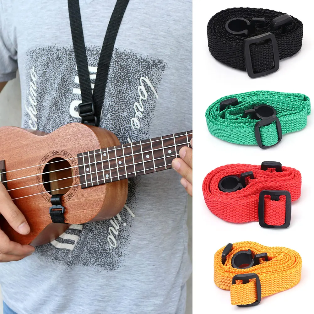 Hot Sale 1pc Adjustable Nylon Ukulele Strap Guitar Hang Neck Music Instrument Straps Sling With Hook Durable Guitar Accessories