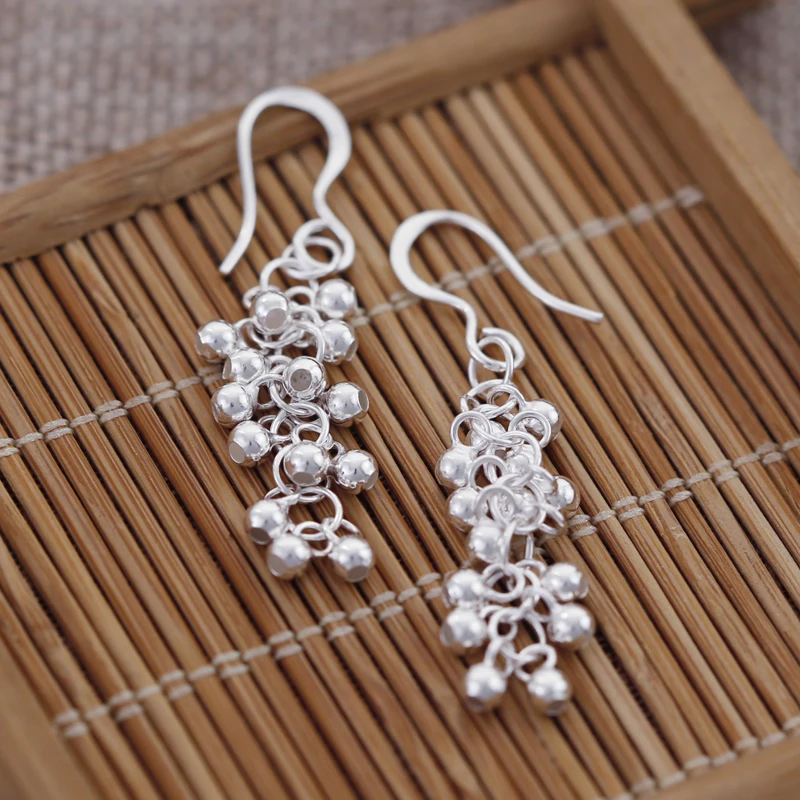 Pure Silver 925 Earrings For Women Little Beads Ball Dangler Earing Brincos Femme Wedding Bridal Jewelry Accesories Pendientes | Украшения