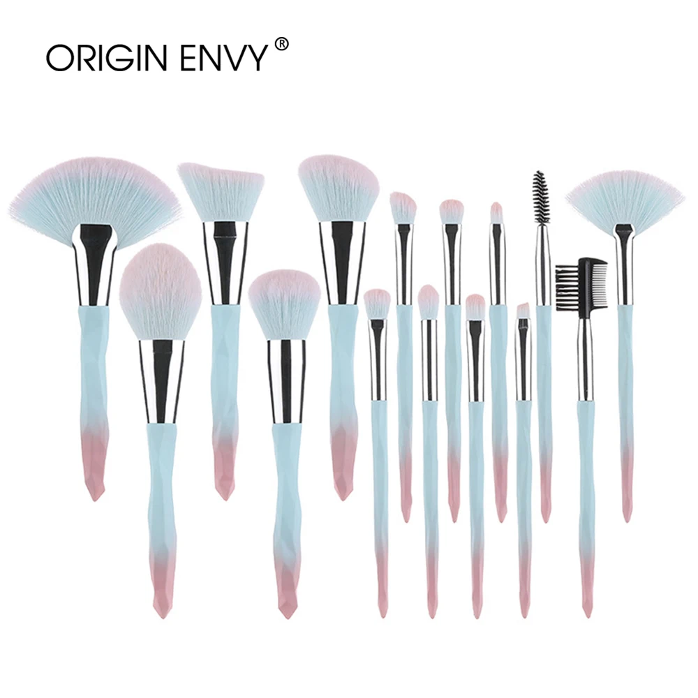 

ORIGIN ENVY 15pcs Blue Makeup Brushes Set Face Eyeshadow Eyebrow Comb Eyelash Spoolies Foundation Powder Brush Tools Cosmetic