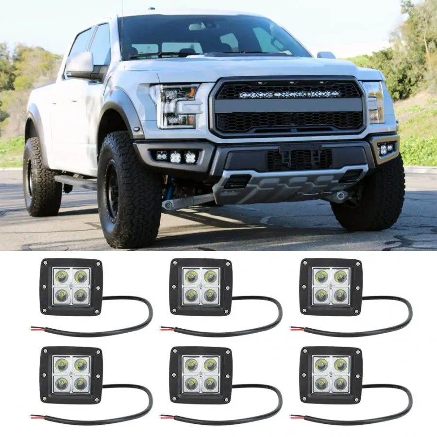 Квадратный светильник 12 Вт 6 шт. 2 кронштейны светодиодный переднего бампера