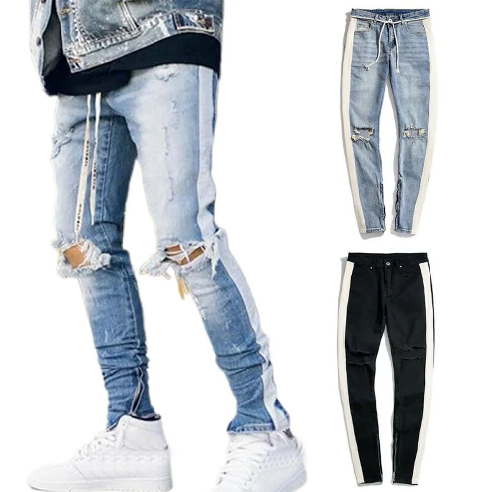 

Mens Distressed Slim Fit Skinny Jeans Denim Pants Biker Casual Work Trousers