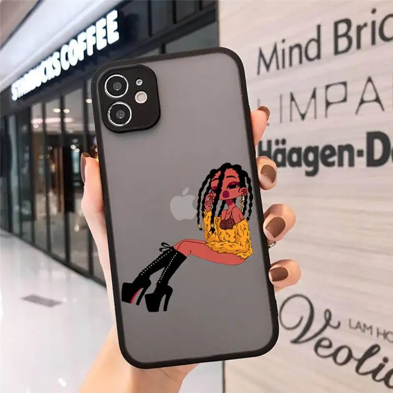 

Black girl money Phone Cases Matte Transparent for iPhone 7 8 11 12 s mini pro X XS XR MAX Plus cover funda