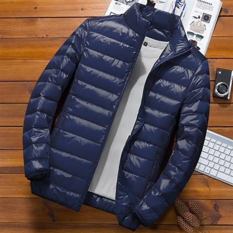 Light and thin down jacket men's stand collar large size slim fit thin lightweight youth short coat men's fashion men's fashion