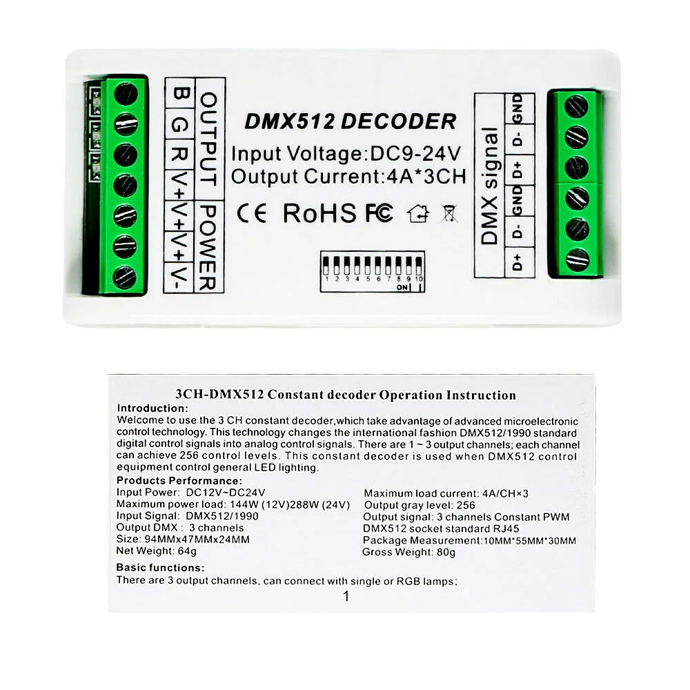 Новый контроллер светодиодной ленты 4CH DMX 512 декодер RGB консоли используется