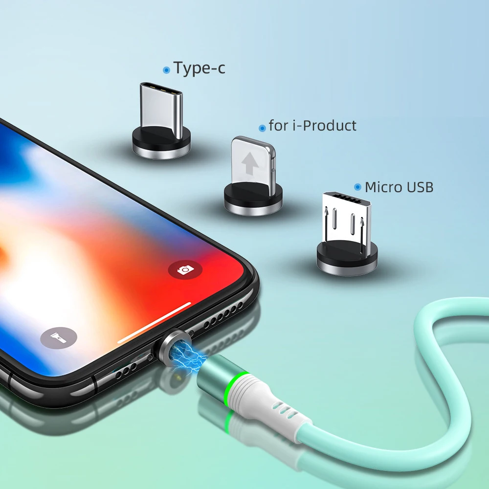 

Magnetic Charging Cable Liquid Silicone Magnet Charger Cable 5V/2A Micro USB Type C Cellphone Charging Cable For Iphone Samsung