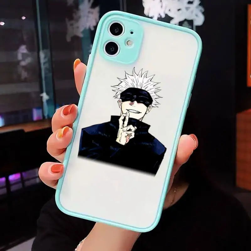 

Jujutsu Kaisen Satoru Gojo anime Phone Case For iPhone 12 11 Mini Pro XR XS Max 7 8 Plus X Matte transparent blue Back Cover