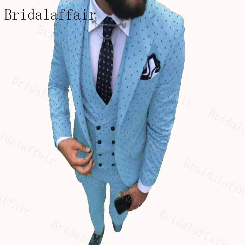 Мужской костюм в горошек Bridalaffair сезона 2020 года цвета слоновой кости 3 предмета