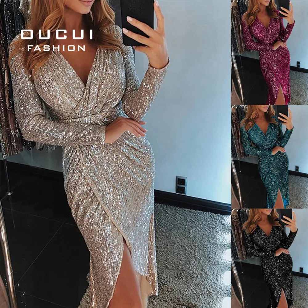 Пикантное длинное вечернее платье Русалка с длинным рукавом 2019 цвета