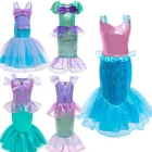 Детский Костюм Русалки для девочек, нарядное платье принцессы на лямках, для дня рождения, Косплея