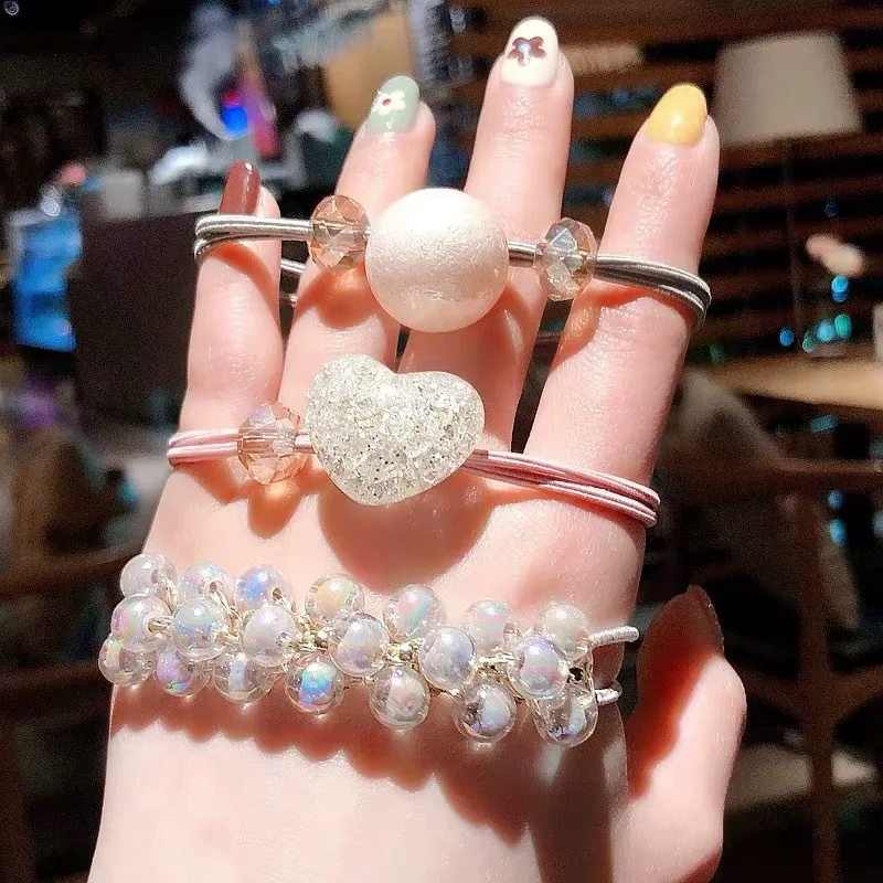 

Woman Elegant Pearl Hair Ties Beads Girls Scrunchies Rubber Bands Ponytail Holders Hair Accessories Elastic Hair Band