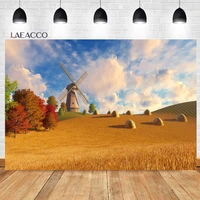 laeacco autumn rural farm outdoor photocall background windmill paddy real scenery baby portrait customized photography backdrop