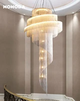 luxury led chandeliers modern spiral aluminum tassel chrome gold pendant lamps lustre bedroom living room staircase lights decor