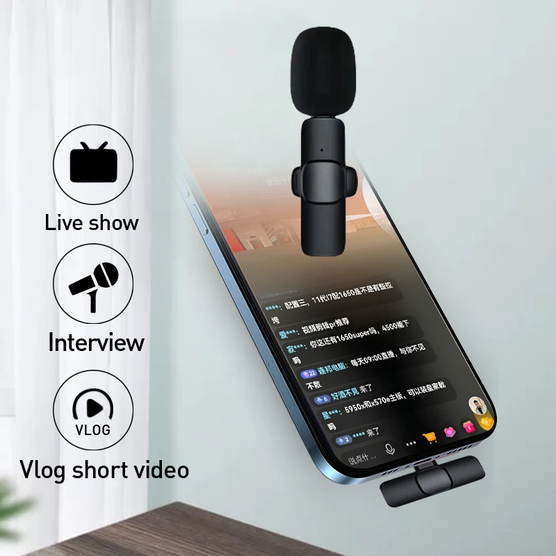 mini wireless lavalier microphone portable audio video recording mic for iphone android live broadcast gaming phone microphone free global shipping