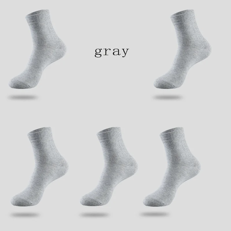 gray Высококачественные мужские хлопковые носки новые 5 пар/партия черные деловые дышащие дезодоранты теплые осенние и зимние подходят для мужчин - Цвет: gray