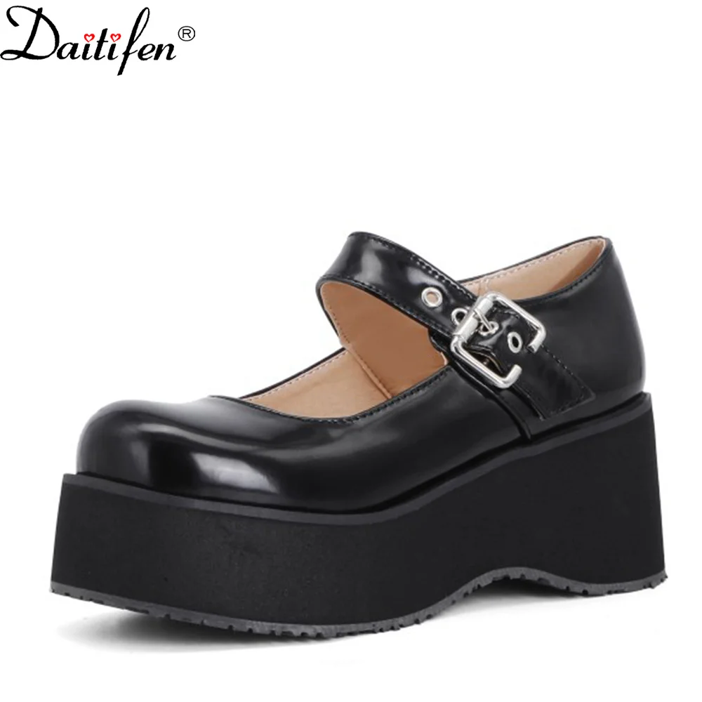 

Daitifen Retro Women Mary Jean Shoes Fashion Platform Female T-strap Pumps Classical Shallow Girls Lolita Shoes Spring Autumn