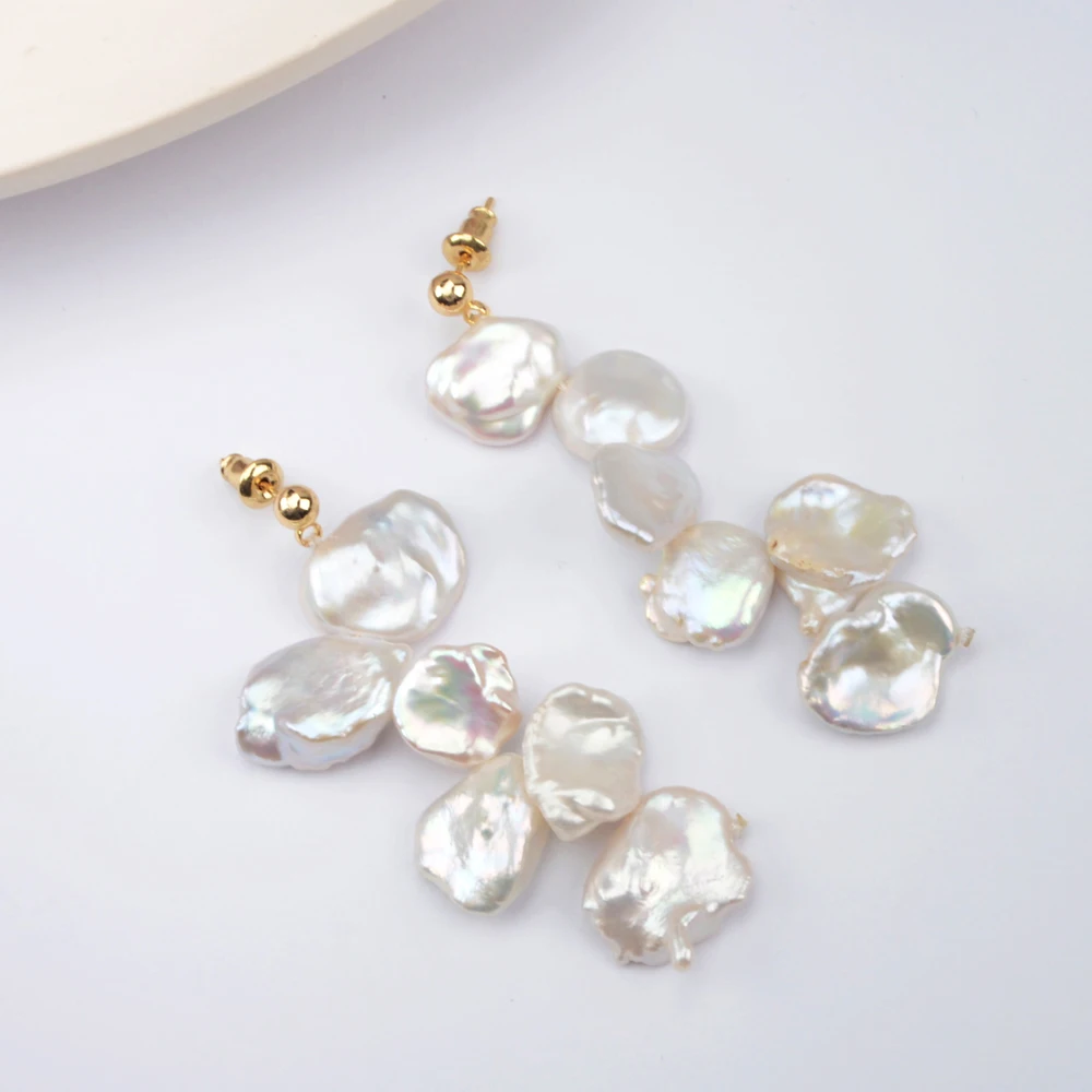 Серьги гвоздики BOROSA естественный неправильной формы женские шикарные серьги с