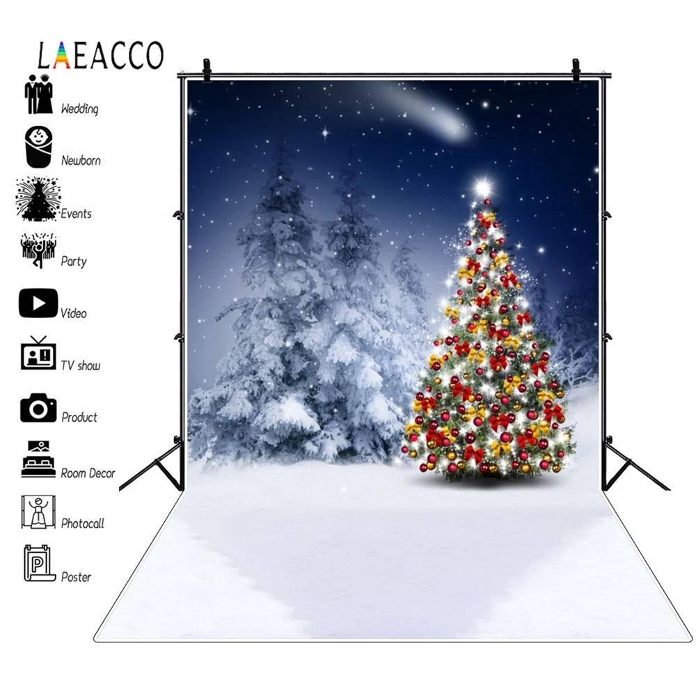 Laeacco зимний Фотофон для рождественской вечеринки фон фотосъемки ночные сосновые