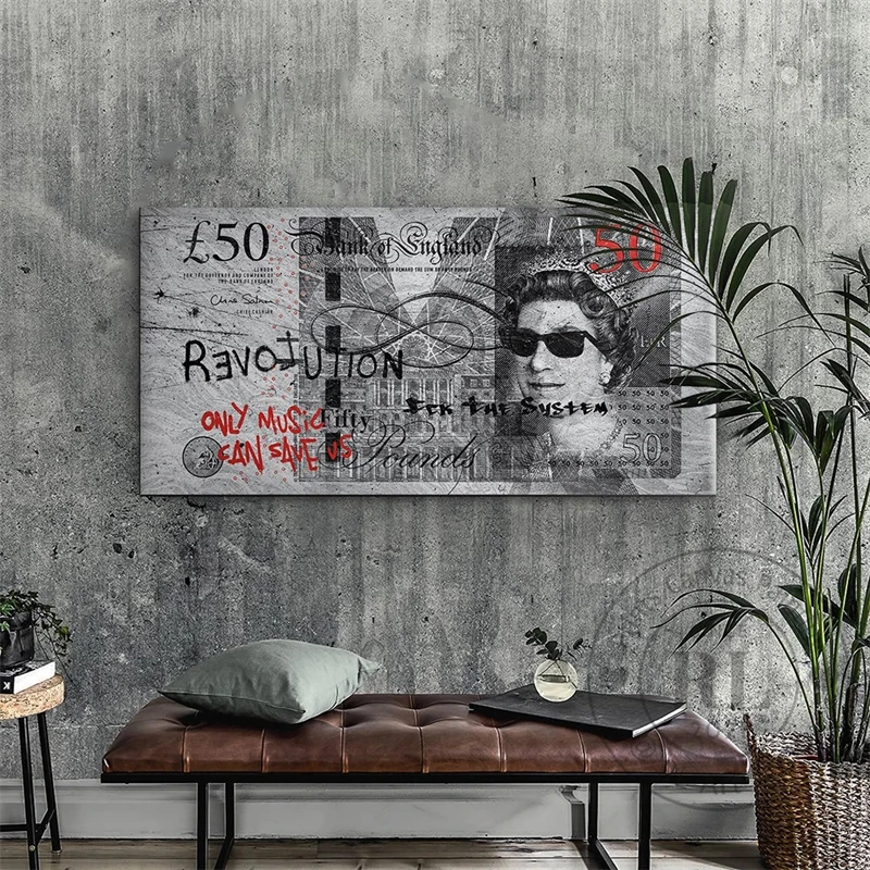 Картина на холсте Королева Англии деньги