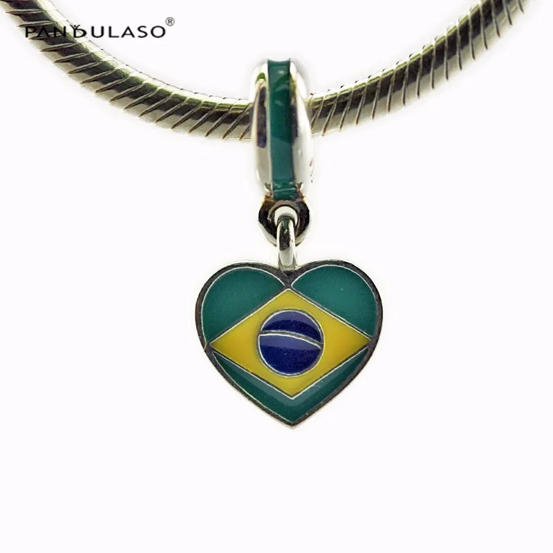 Оригинальные бусины из серебра 925 пробы с бразильским сердцем для изготовления