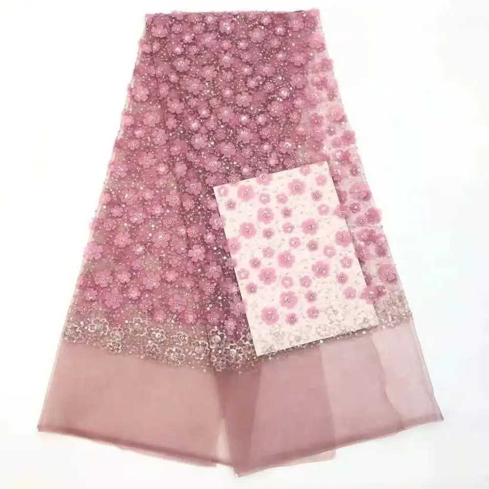 

Женская сетчатая кружевная ткань с цветочной вышивкой бусины популярного дизайна + 3D/африканская кружевная ткань для шитья женского платья...