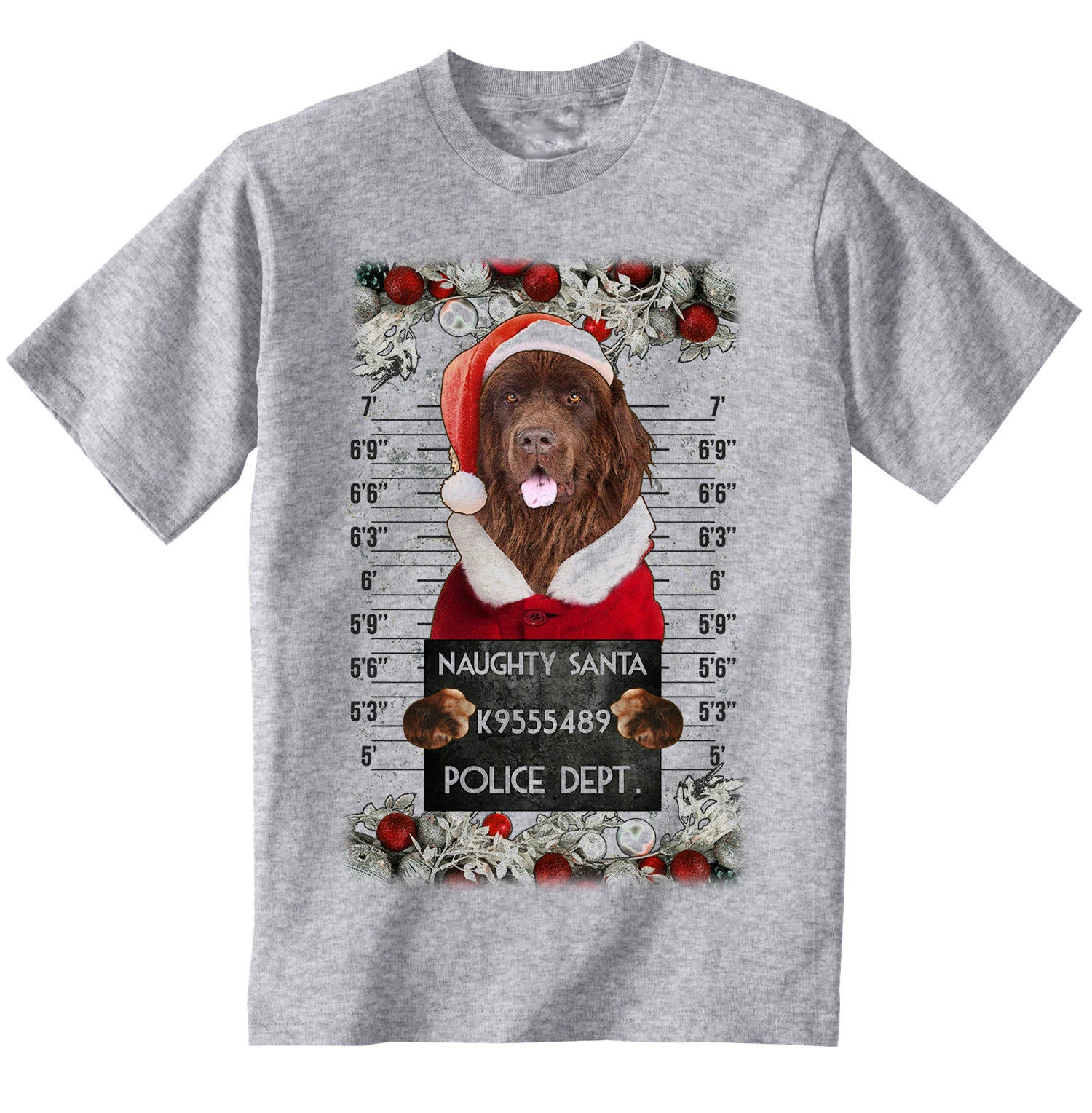 

Merry Christmas Newfoundland Naughty Santa Men's Funny Casual Tshirts