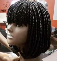 chemical fiber braid wig female short curly hair box braid wig rose net chemical fiber headgear hand weaving synthetic braid wig