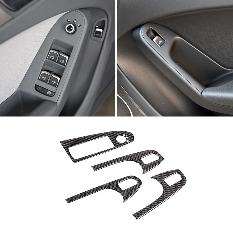 

4 Pcs Soft Carbon Fiber Car Window Lift Button Frame Trim For Audi A4L/A5 2009-2016 Accessories