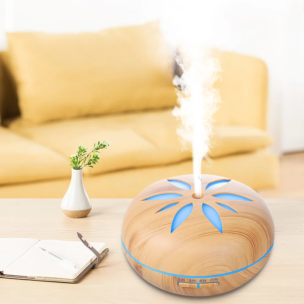 

500ml creative flower petal humidifier 12W ultrasonic aroma diffuser household air purifier 7 color led gradient air freshener