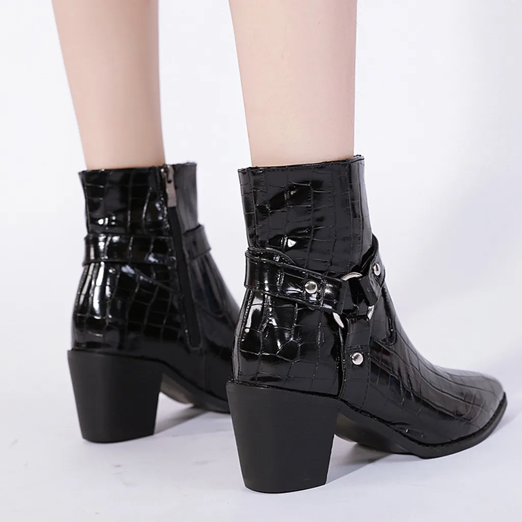 2019 мотоциклетные ковбойские ботинки в западном стиле женские кожаные короткие