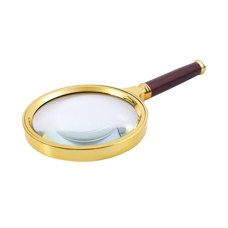 

90mm Dia Gold Tone Metal Frame 10X Magnifying Glass Magnifier