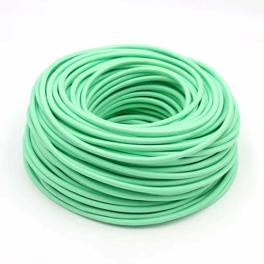 Mint- green 3 ядра 0,75 мм2 Ткань покрытый кабель винтажный светильник 3 провода электрический провод текстильный гибкий шнур питания - Цвет: Mint- green