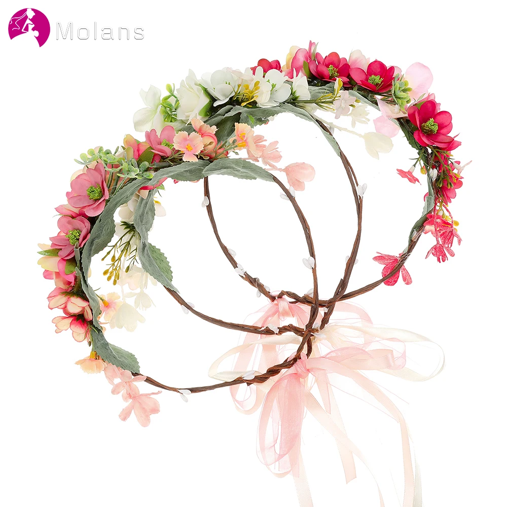 

MOLANS Handmade Artificial Flower Crown For Bride Bridesmaid Wedding Art Photography Cute Romantic Hair Accessories Headband