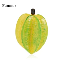 funmor fashion fruit carambola brooch plastic pin for women children daily vacation accessories cardigans sweater ornaments gift