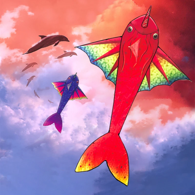free shipping large fish kite for adults flying line outdoor toys 3d kite cartoon kite ripstop nylon fabric weifang kite factory
