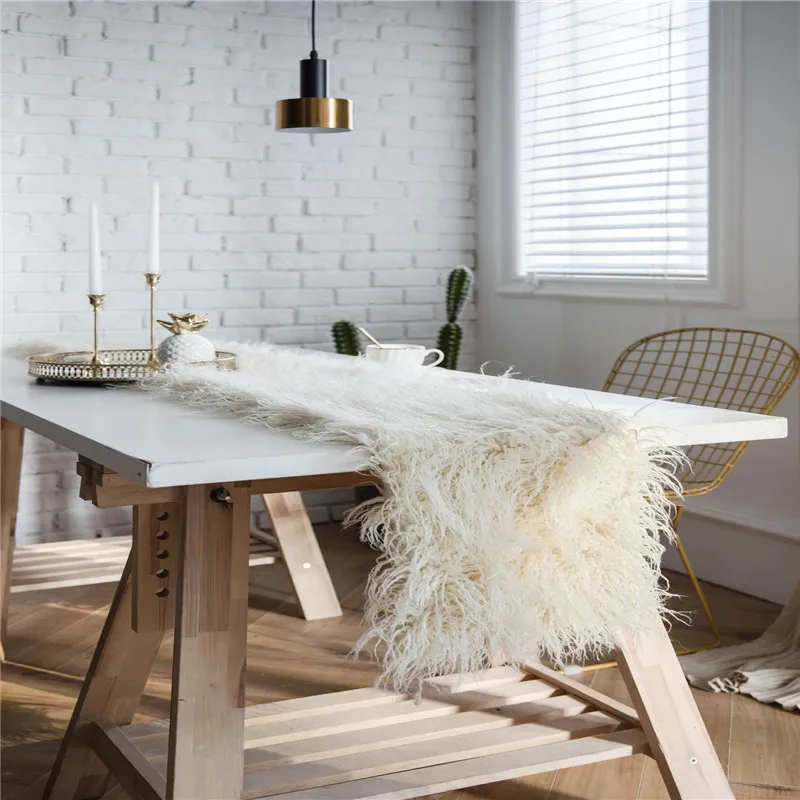 Настольная дорожка из искусственной шерсти с длинными волосами настольный флаг