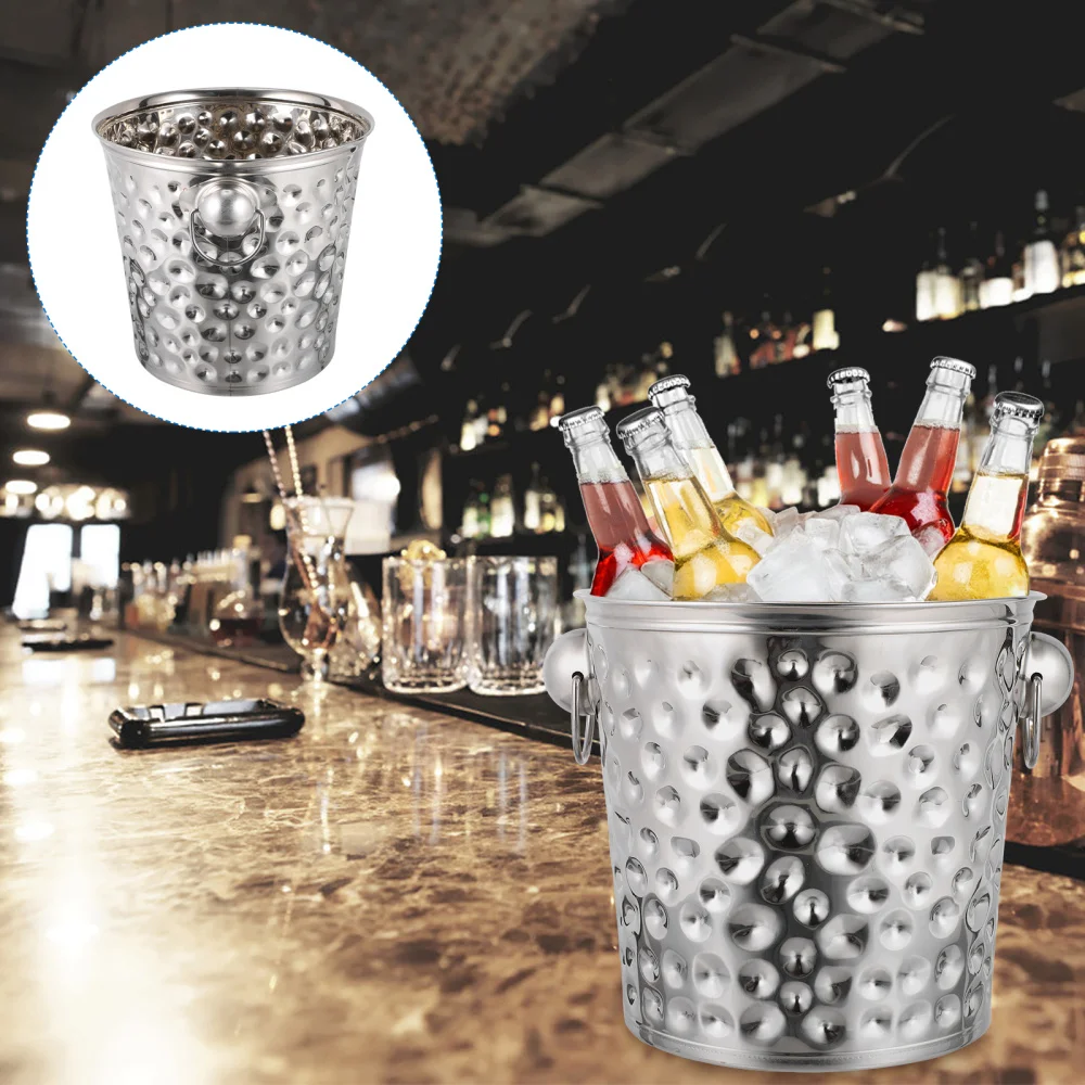 

1Pc Silver Stainless Steel Thicken Ice Bucket Creative Bar Ice Storage