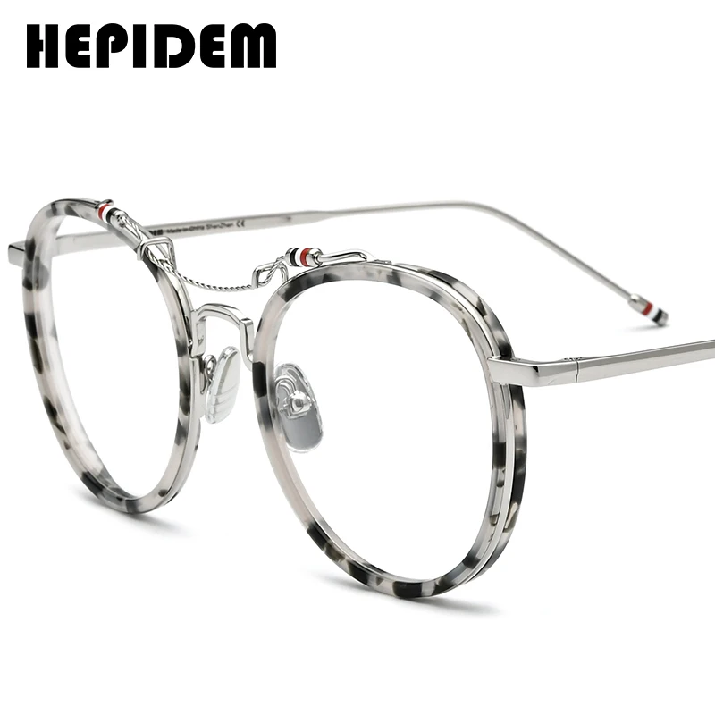 

HEPIDEM Acetate Glasses Men Round Prescription Eyeglasses Frame Women Luxury Brand Oversized Optical Spectacles Eyewear 815