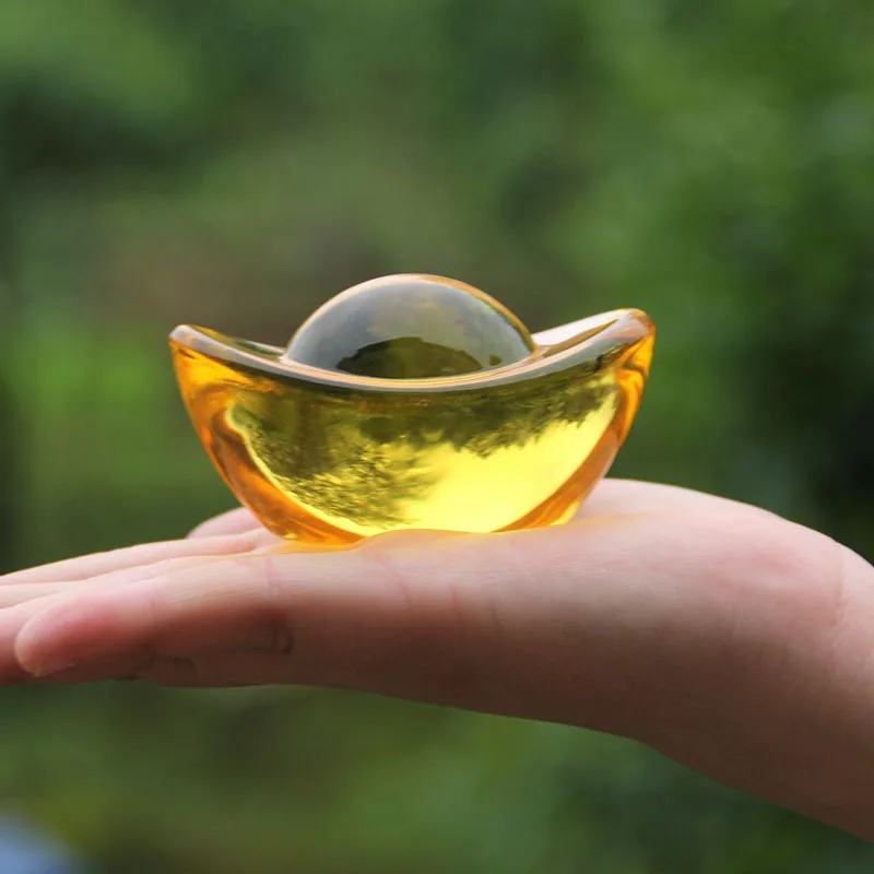 1 шт. Хрустальный пресс папье желтая обувь в форме золотой слиток стеклянные