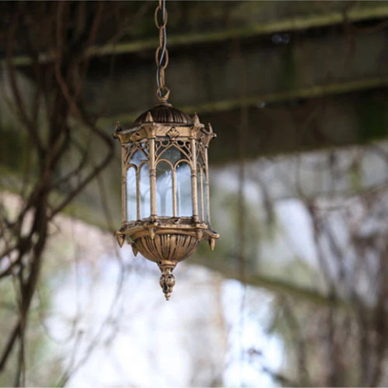 Современный уличный бронзовый фонарь водонепроницаемый подвесной светильник