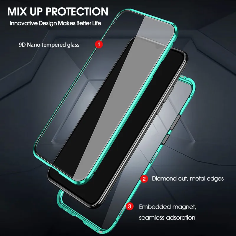 360 Oppo AX7 металлический магнитный флип-чехол для OPPO двойной чехол из закаленного