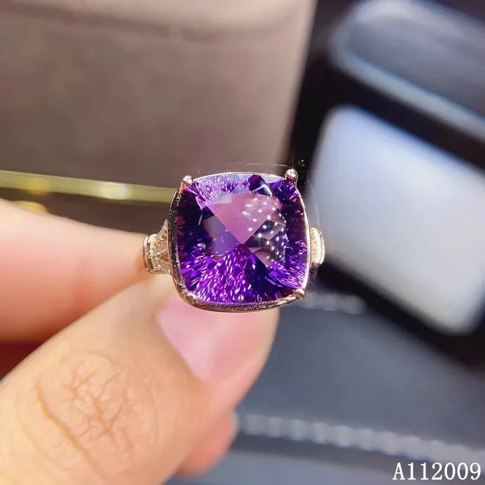 

KJJEAXCMY fine jewelry 925 sterling silver inlaid natural amethyst ring lovely atmosphere ladies adjustable ring support test