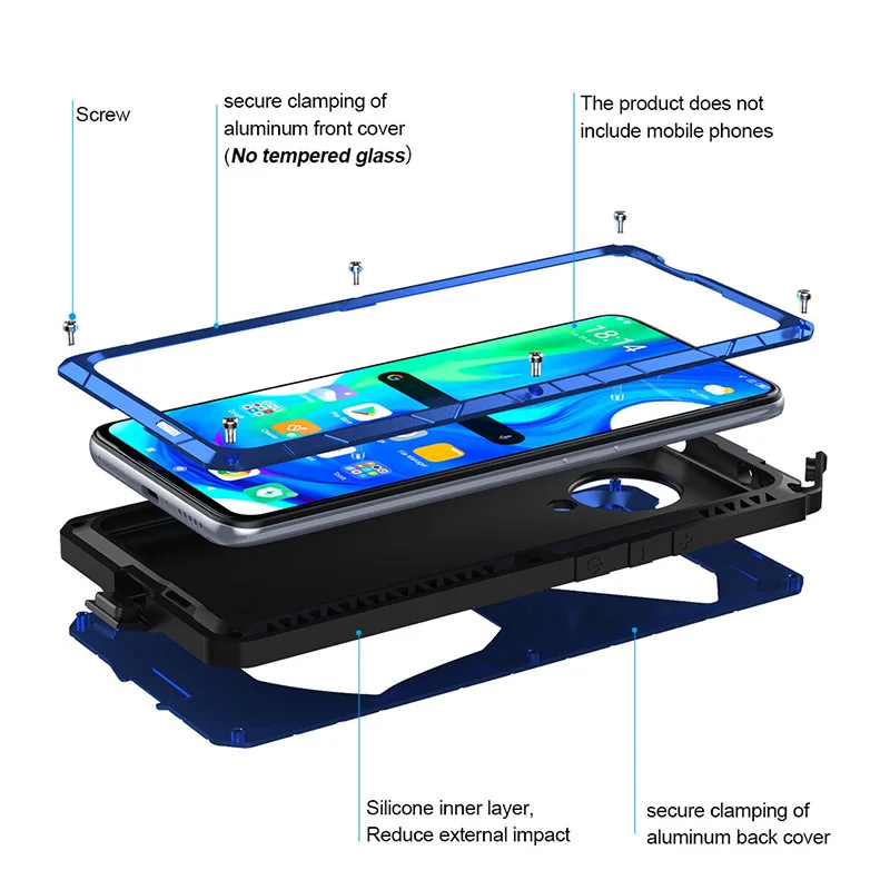 for xiaomi poco f2 pro redmi k30 pro poco x3 nfc pro case hard aluminum metal heavy duty protection cover with tempered glass free global shipping