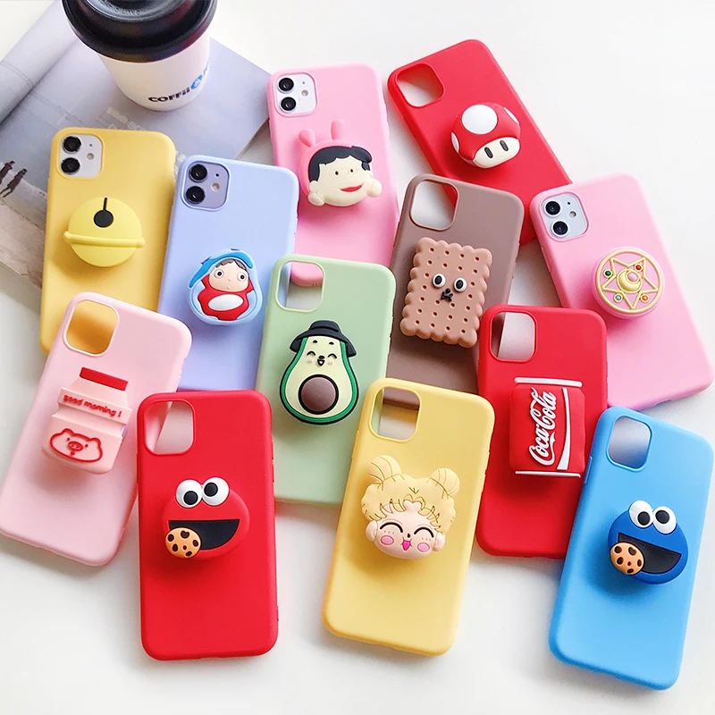 Милый 3D силиконовый чехол с мультяшным держателем для HUAWEI P40 P30 P20 PRO P10 P9 P8 lite MATE 30 20